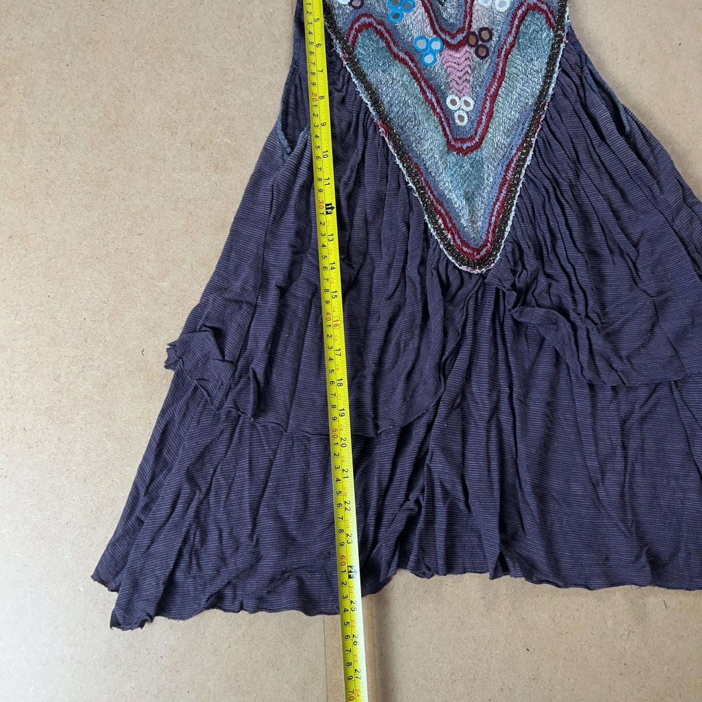 Free People Tank Womens S Purple Embellished Beaded Boho Jersey Summer