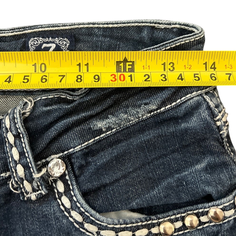 L.A. Idol USA Embellished Large Stitch Jeans Size 7 Women's