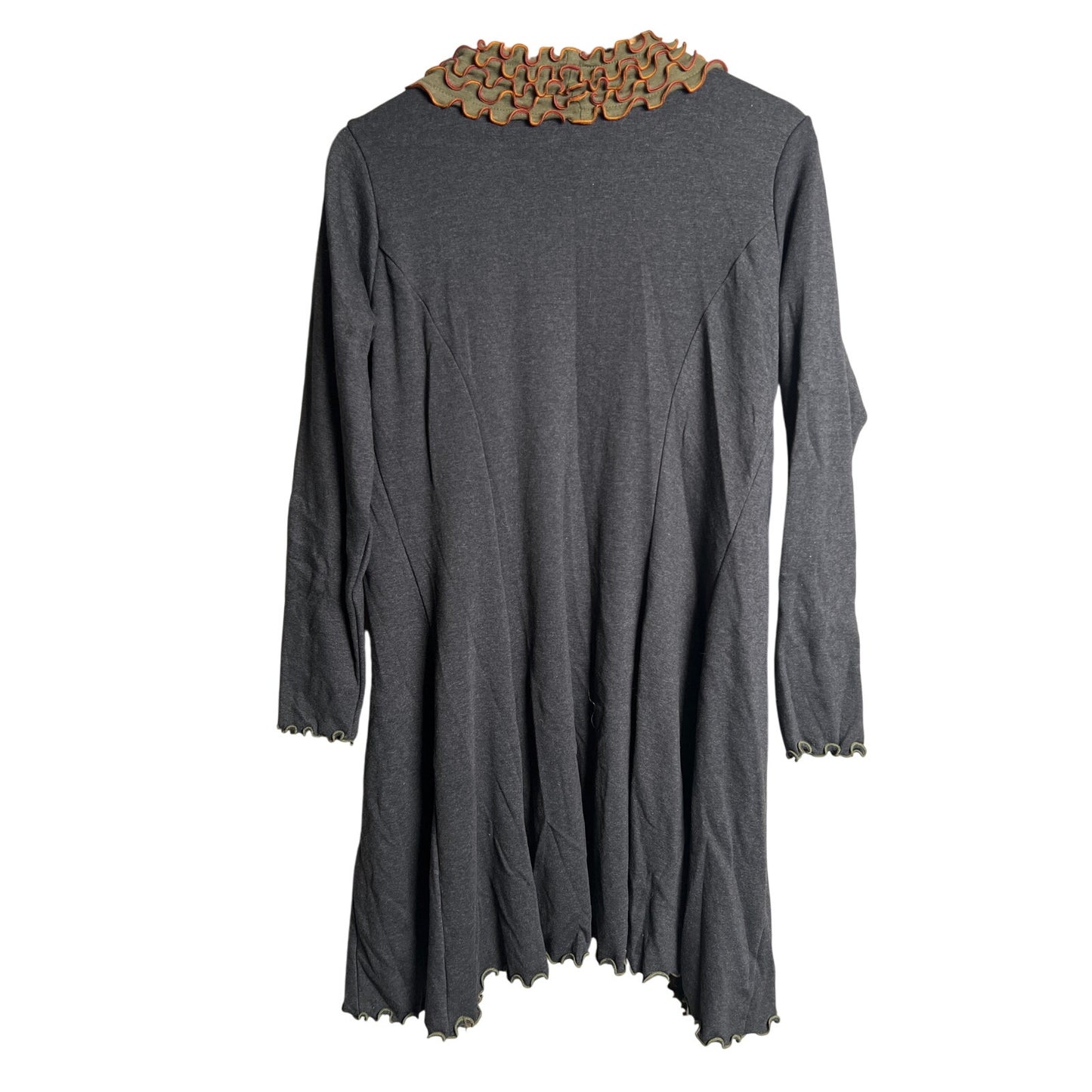 Laura Hlavac Ruffle Duster Sweater Cardigan Sophisticated Long tie front jacket Size M