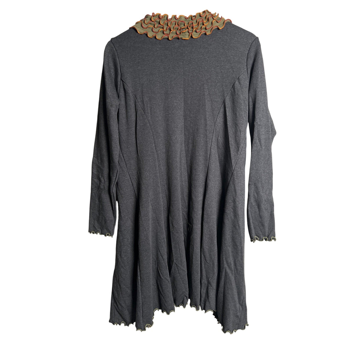 Laura Hlavac Ruffle Duster Sweater Cardigan Sophisticated Long tie front jacket Size M