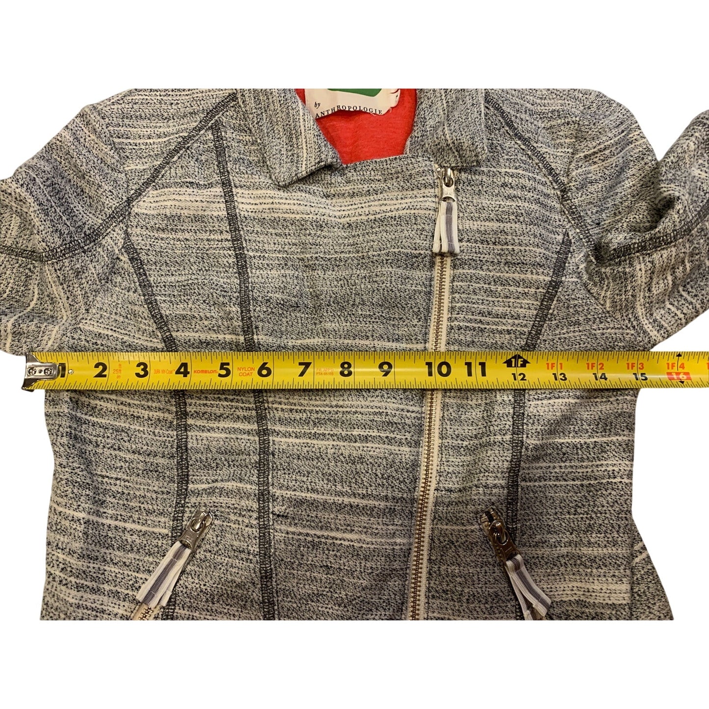 Anthropologie Caitlin Knit Moto Jacket Light Gray Women XS Casual Zip-up - EUC