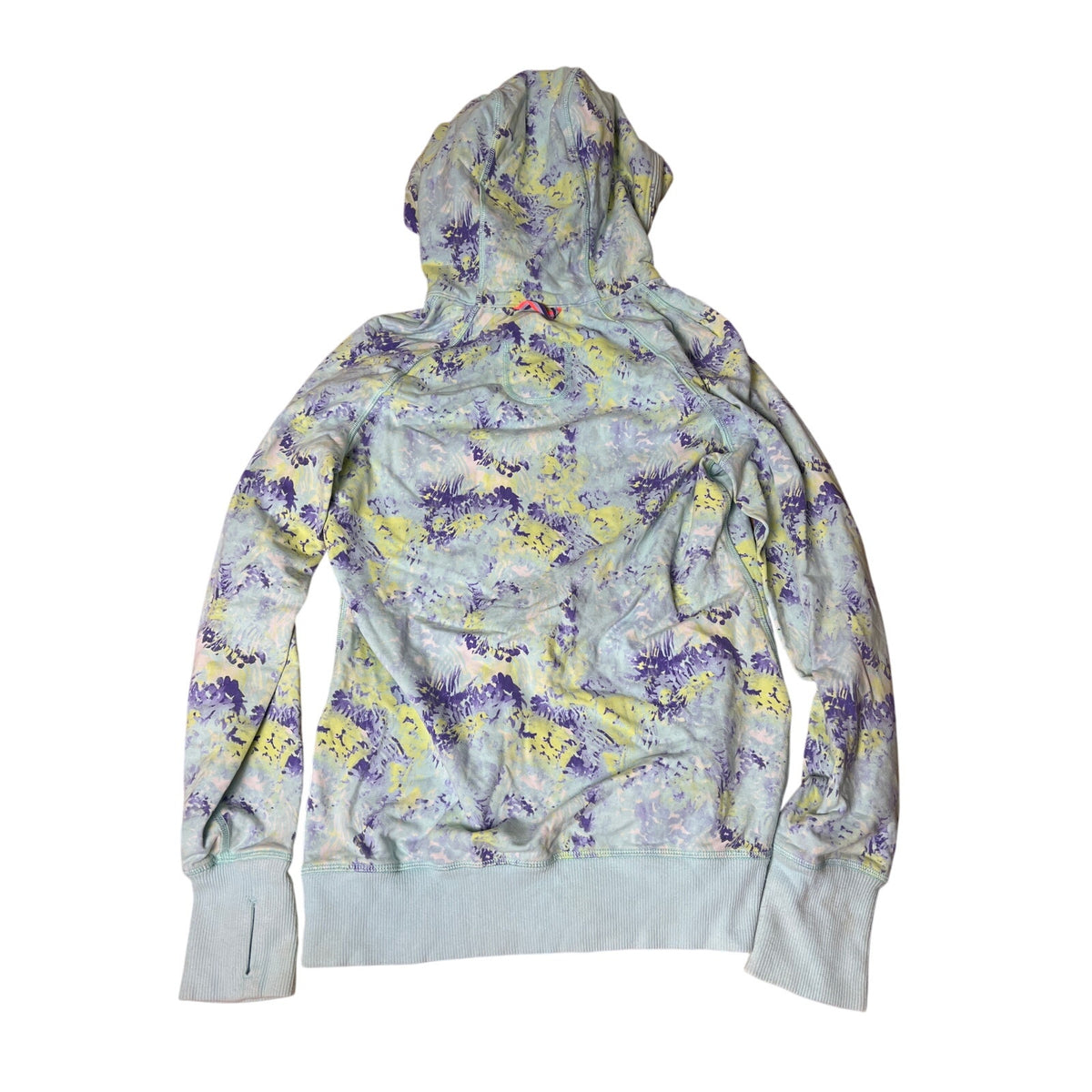 Ivivva Girl's 14 Zip Up Hoodie Sweatshirt Floral Aqua Blue