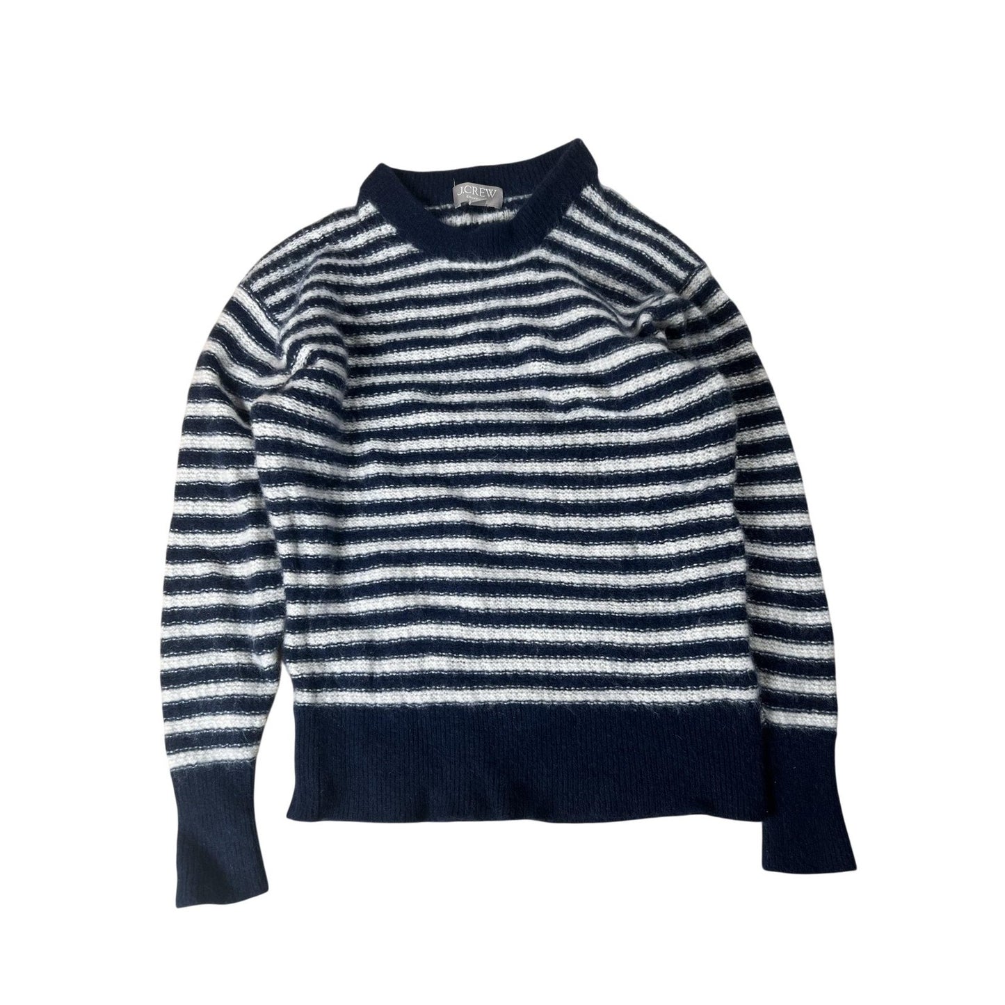 J.CREW Sweater Womens XS Blue Cashmere Striped Crew Neck Lightweight Tight-Knit