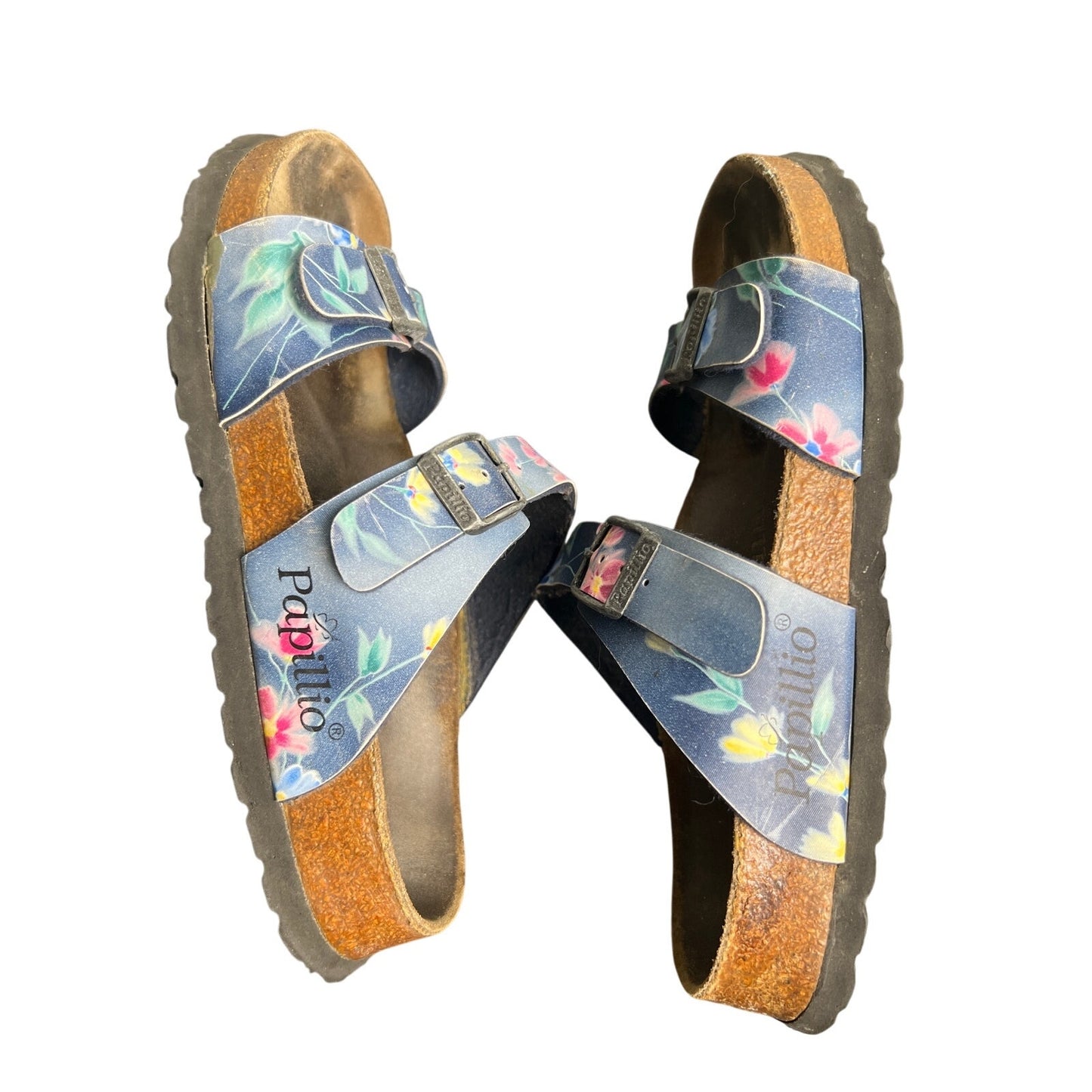 Papillio Birkenstock Arizona Women's US 4 Blue Floral Slide Sandals