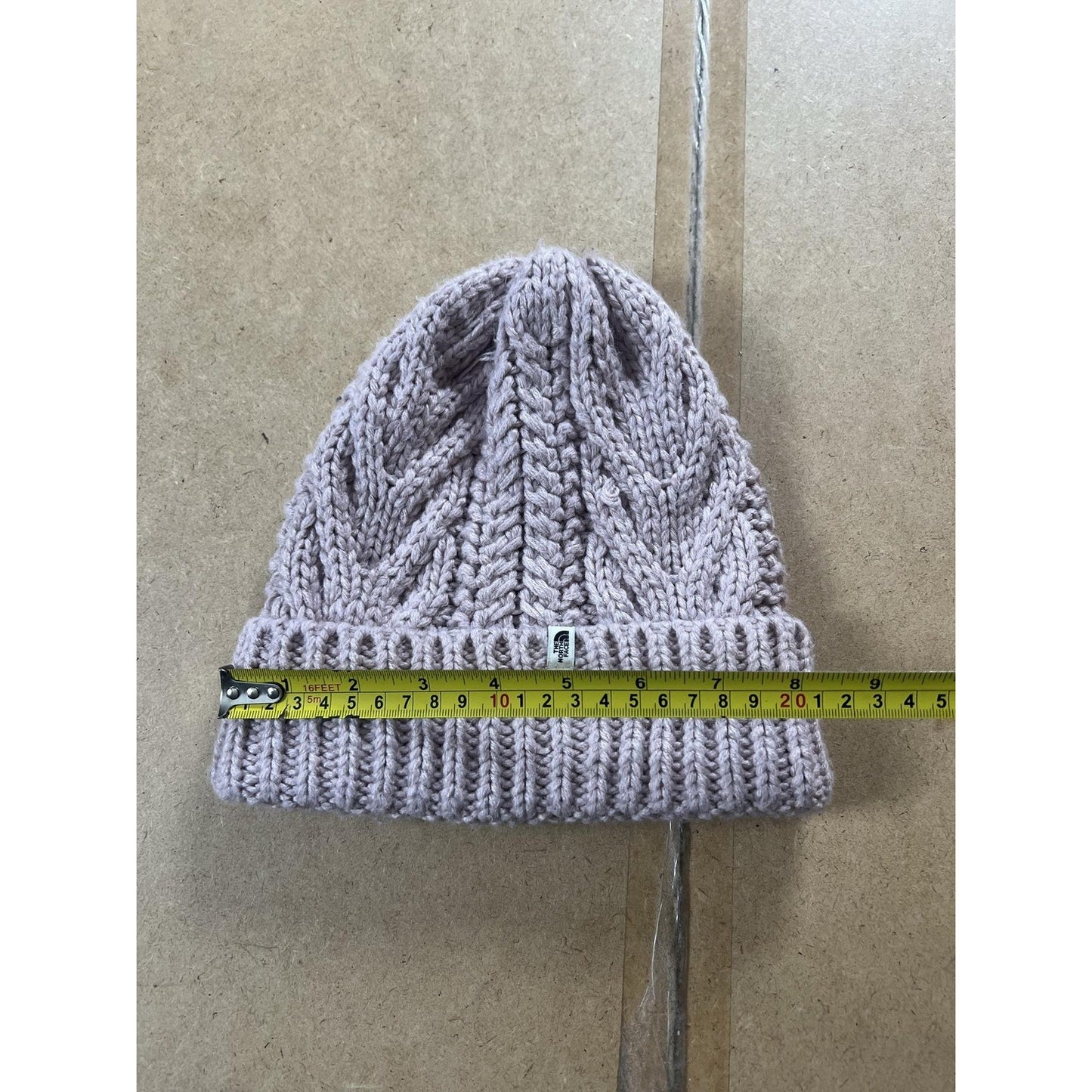 The North Face Beanie Womens One Size Pink Knit Cable Cuffed Logo Winter
