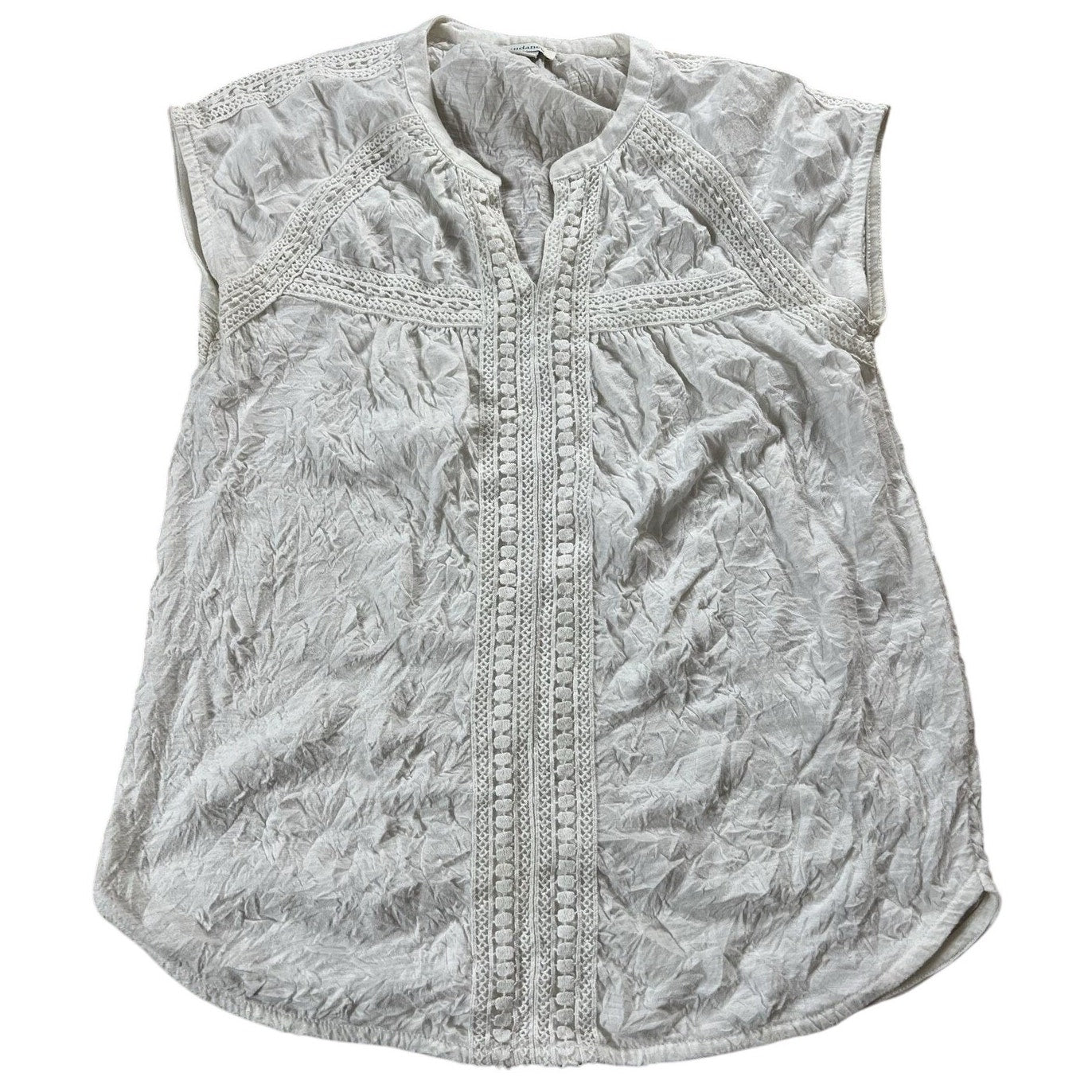 Sundance Tunic Womens XS White Crochet Cap Sleeve Round Neck Lightweight Boho