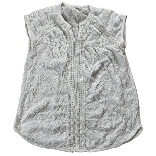 Sundance Tunic Womens XS White Crochet Cap Sleeve Round Neck Lightweight Boho