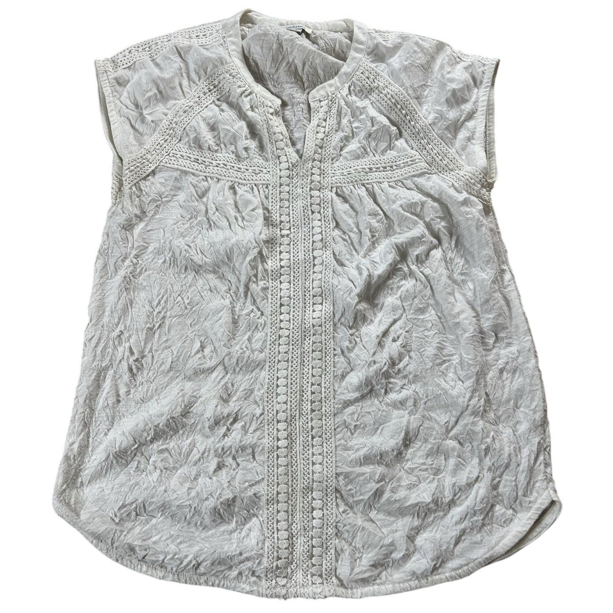Sundance Tunic Womens XS White Crochet Cap Sleeve Round Neck Lightweight Boho