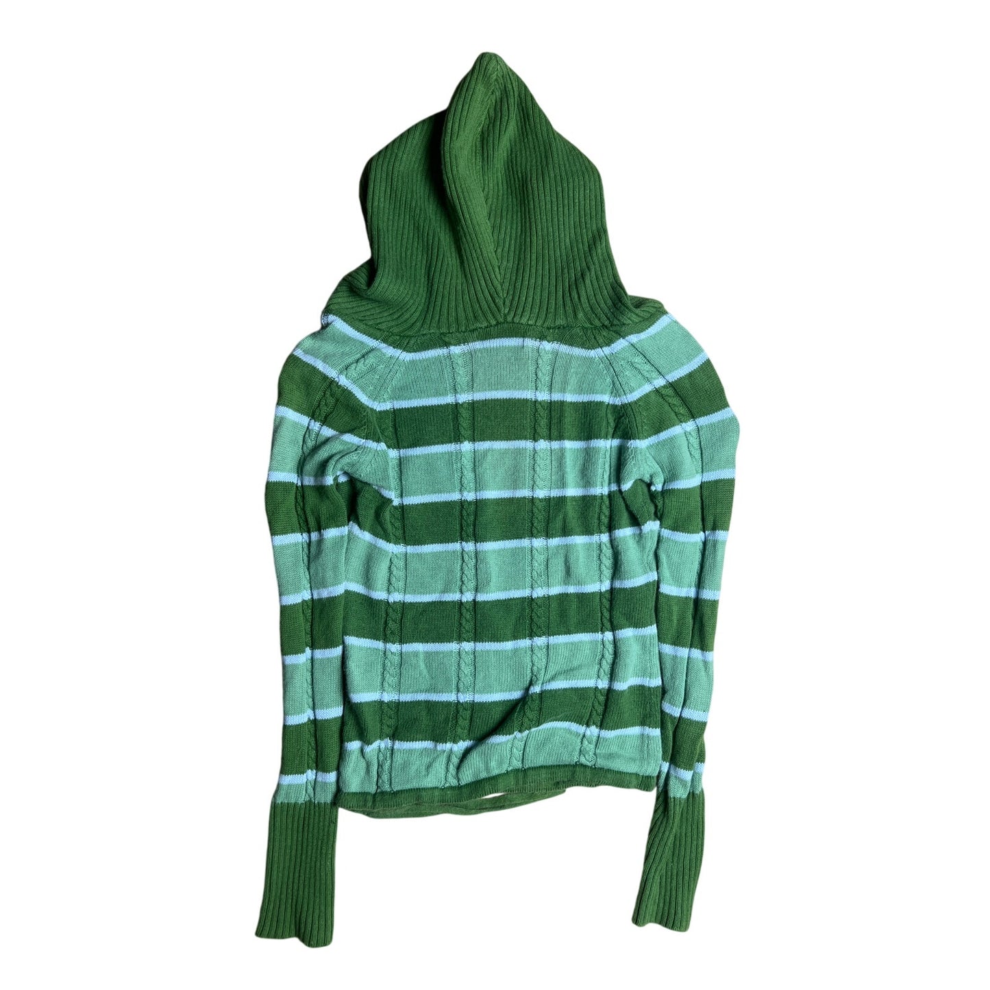 The Myth Of Jade Green Hooded Striped Knit Long Sleeve Size XS