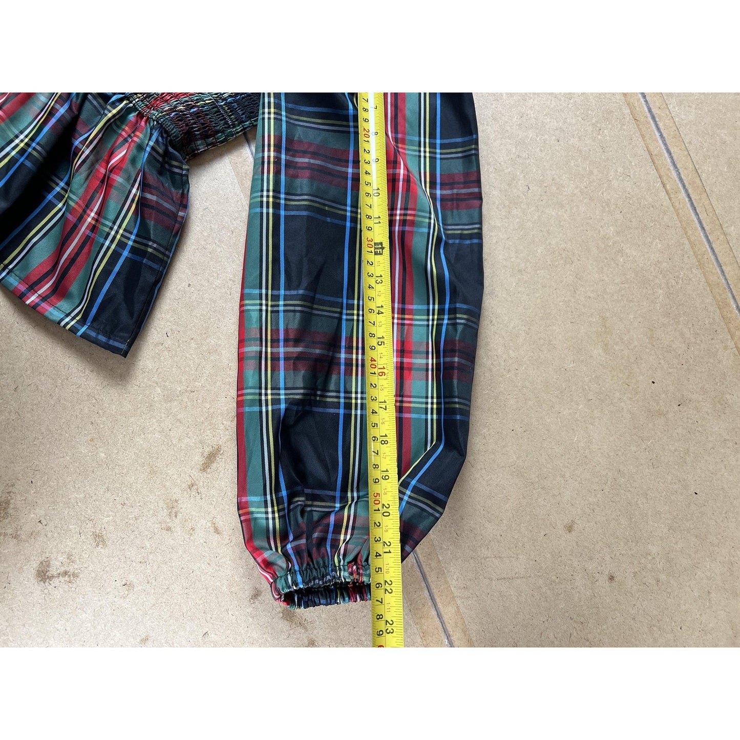 J.CREW Blouse Womens M Multicolor Cropped Off The Shoulder Balloon Sleeve Plaid