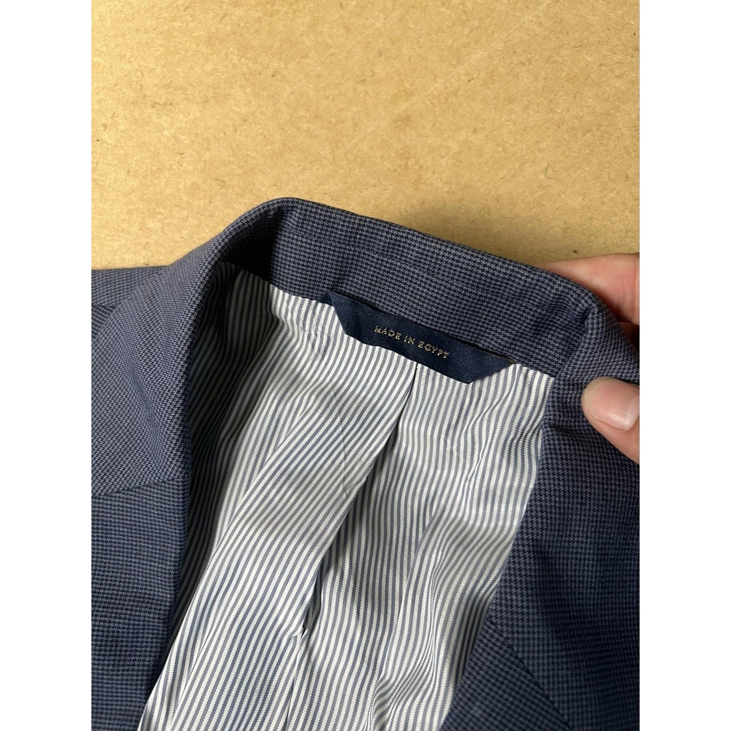 Blazer Mens 44 Blue Wool-Blend Flap Pocket Two-Button Notch Lapel Made In Egypt