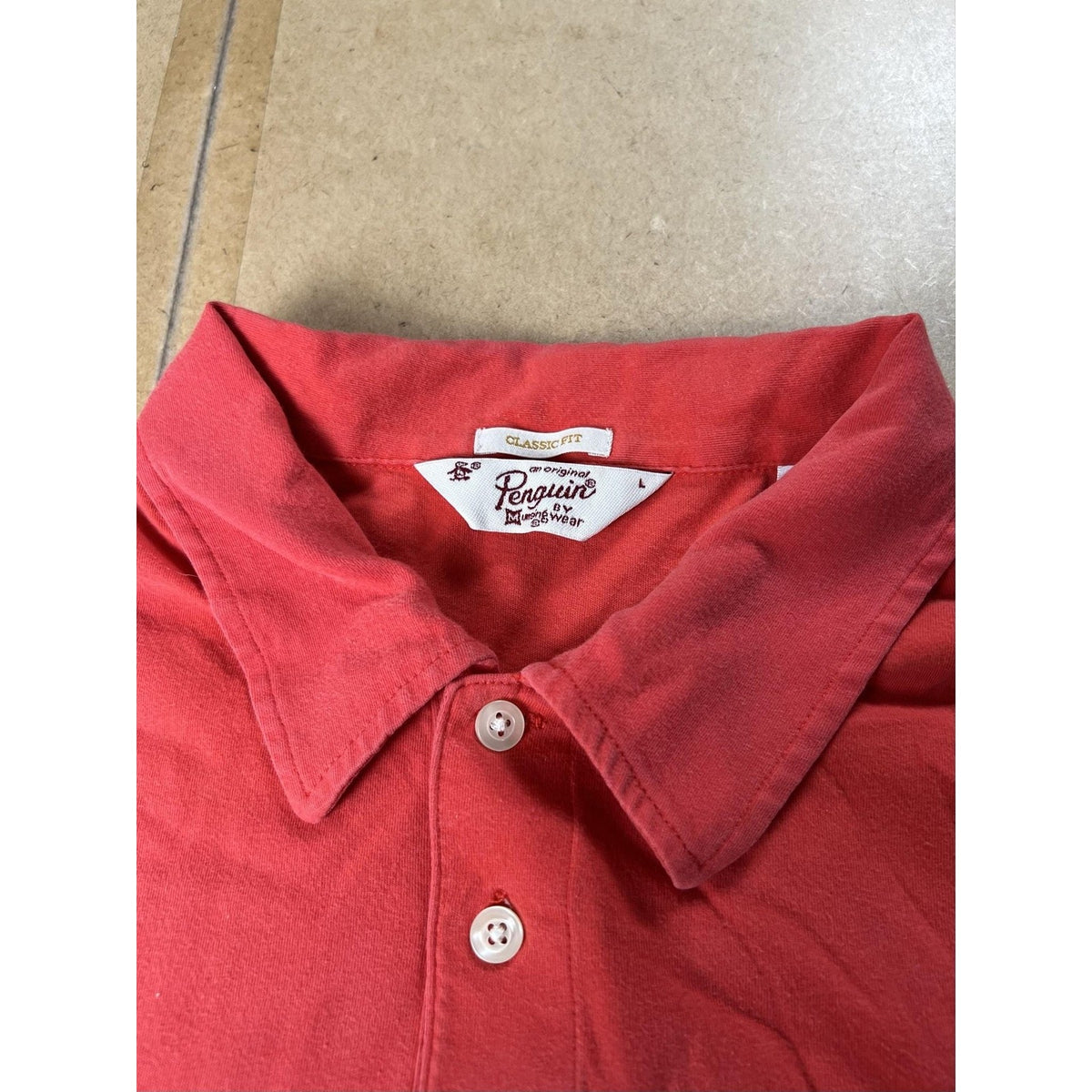 Original Penguin Polo Mens L Red Classic Fit Pocket Embroidered Cotton Jersey