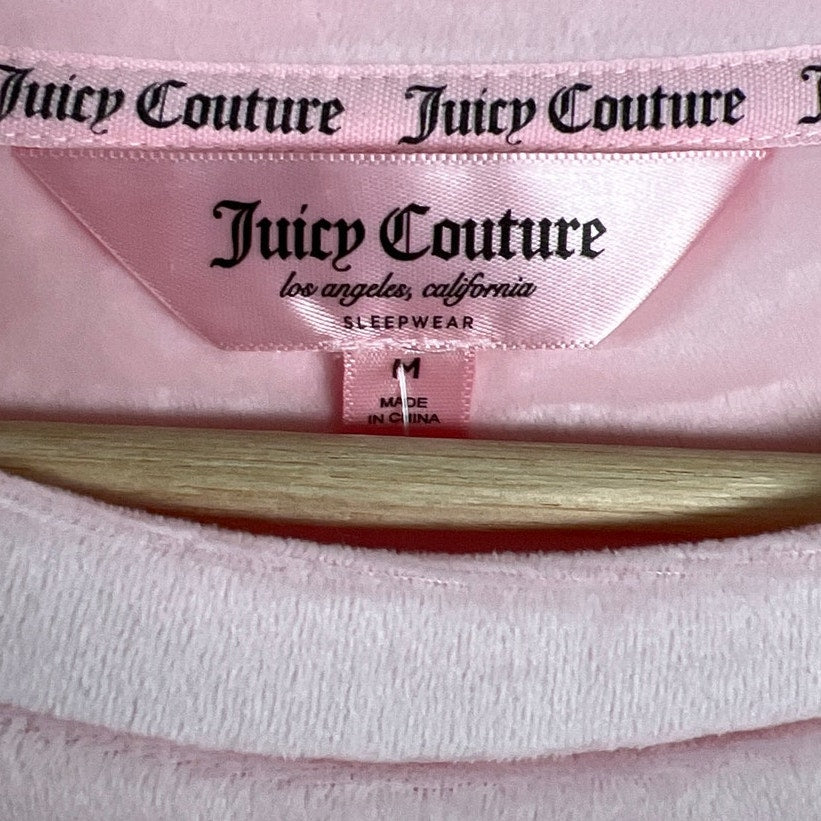 Juicy Couture Sleepwear Pink Velvet Rhinestone Top Medium