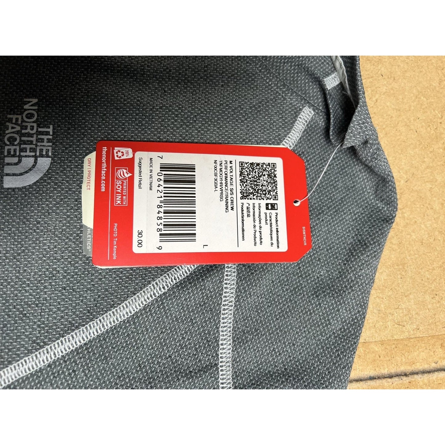 The North Face Shirt Mens L Gray Polyester Moisture Wicking Quick Dry Logo