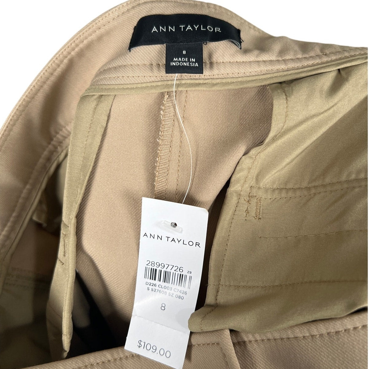 Ann Taylor NWT The Wide Leg High Rise Polyester Size 8 Beige