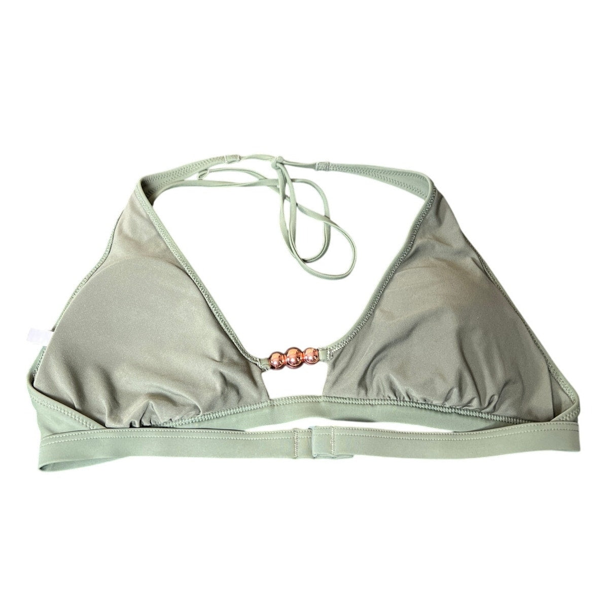Aerie Size Medium Bikini Top Khaki Triangle Beads Swimwear