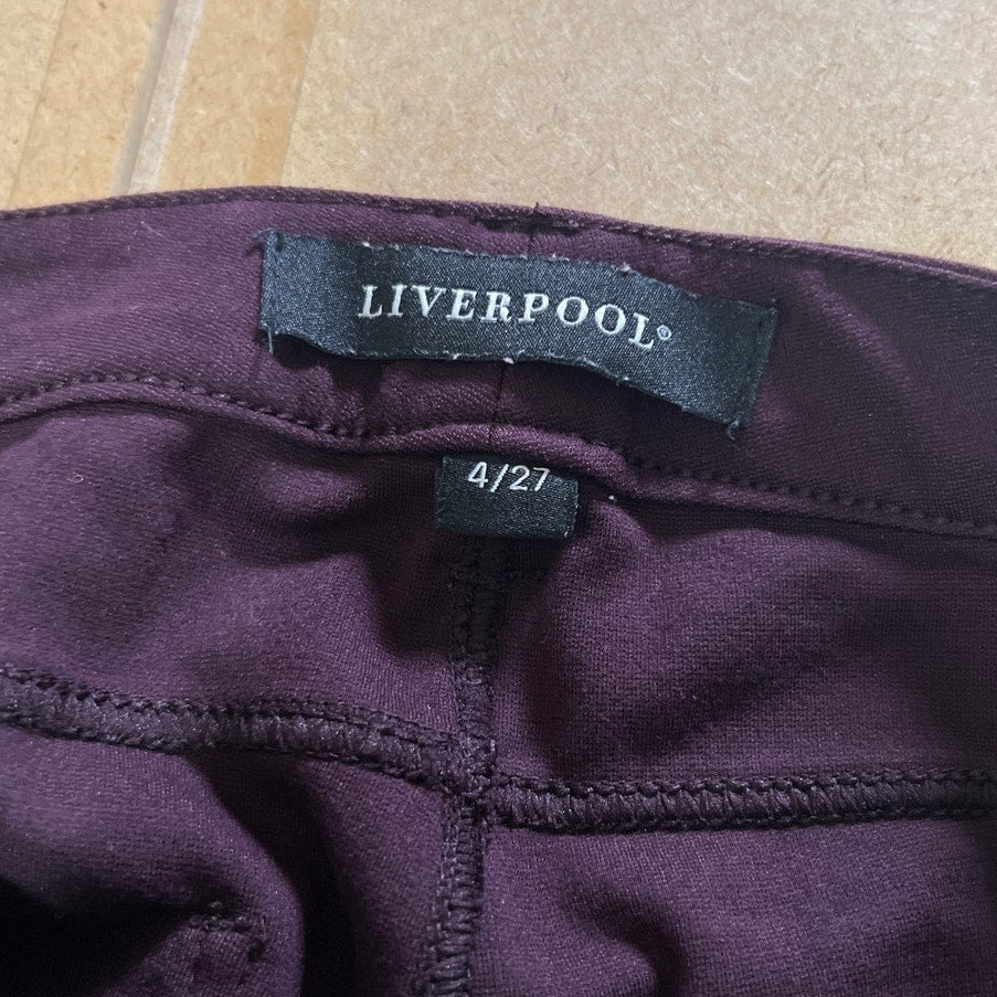 Liverpool Pants Womens 4 Purple Gia Glider Aubergine Skinny Stretch Ponte