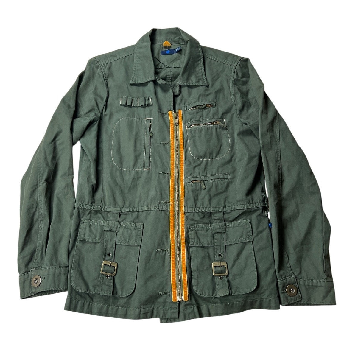 Vintage Blue Dot Green Field Jacket Inspired Women Size M