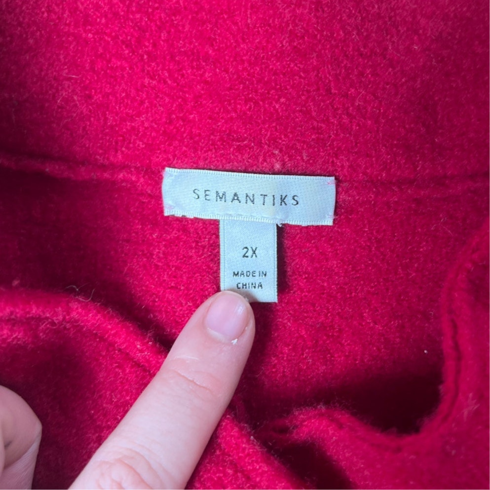 Semantiks Women's Button Front Red 100% Wool Jacket  Size 2X