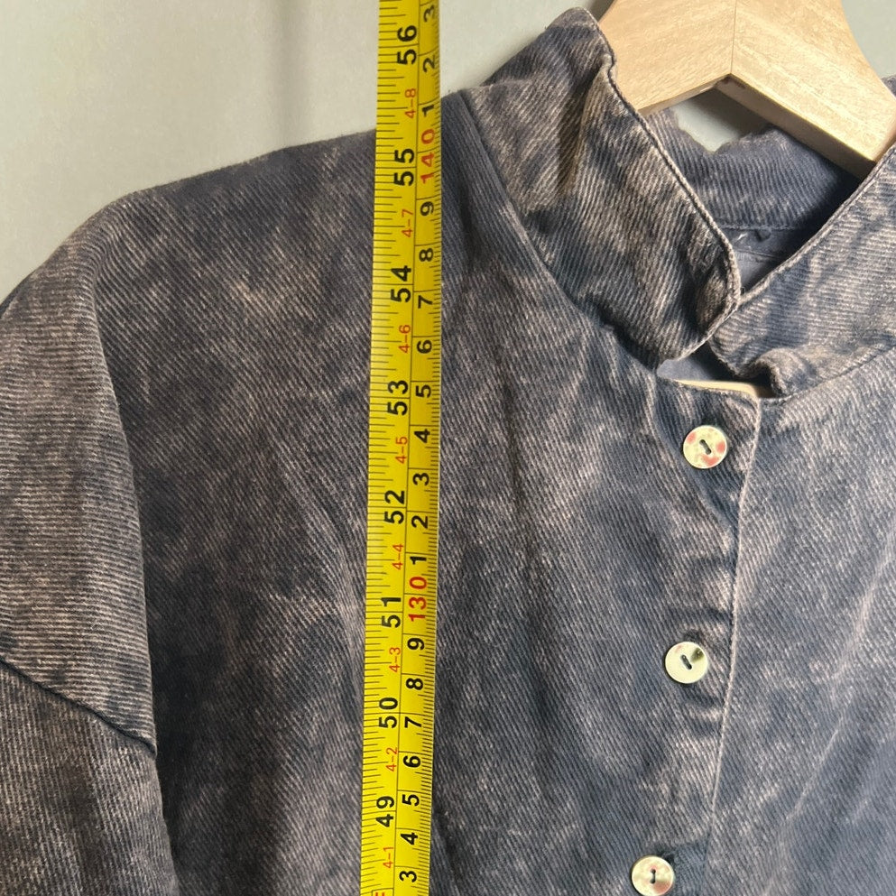 One Size 100% Cotton Faded Jumpsuit Button Up Gray