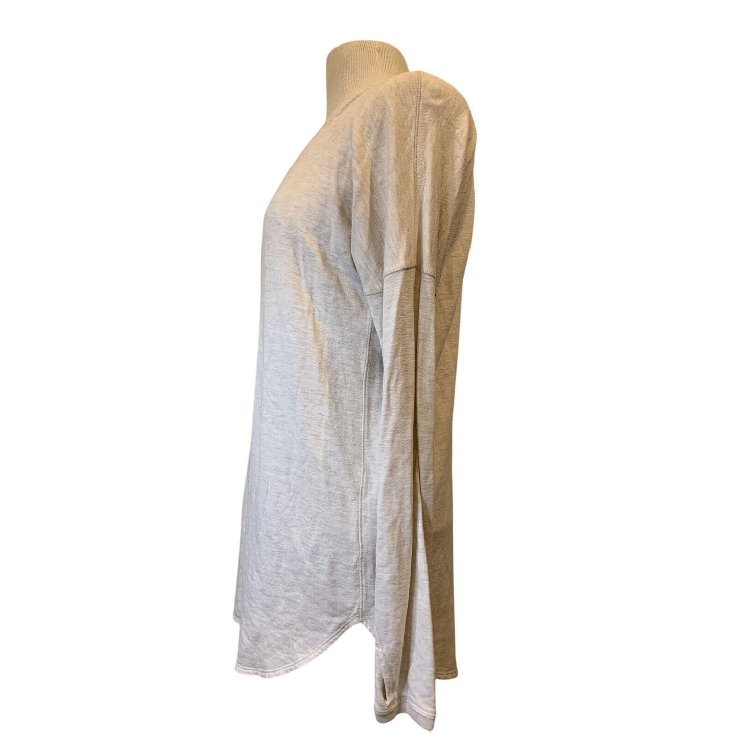 Athleta Cream Long Sleeve Rounded Hem Shirt Tunic Top Size S