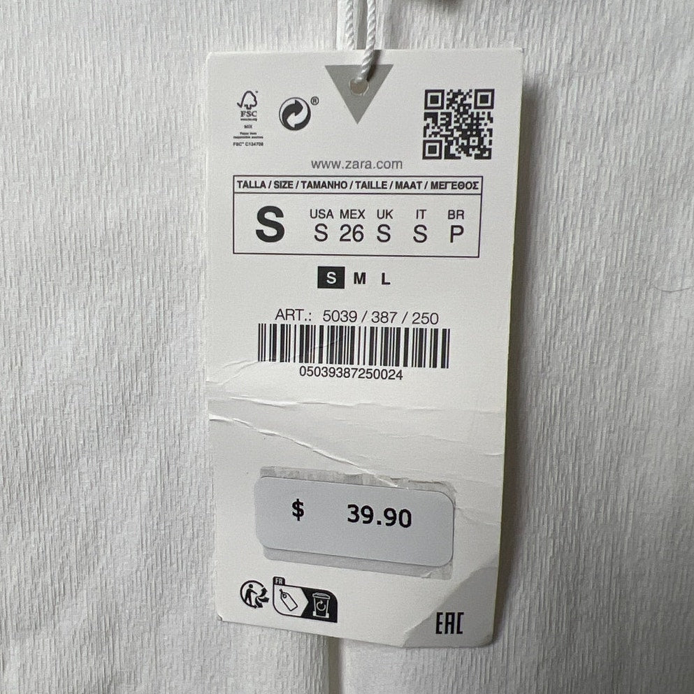 Zara NWT Midi Draped White Dress Size Small S