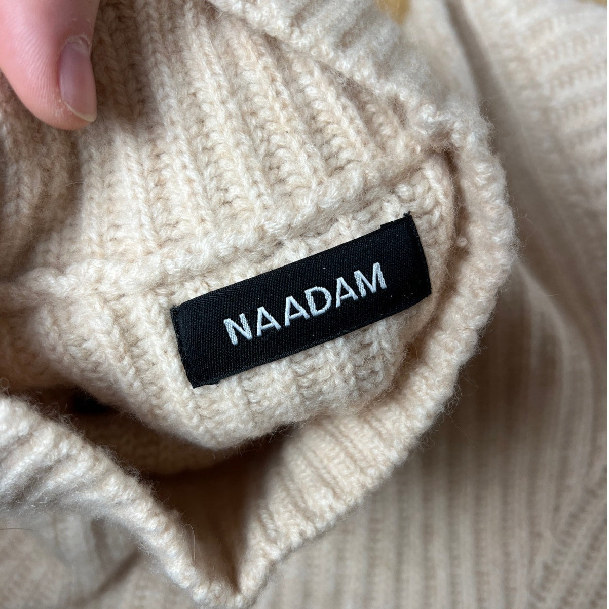 Naadam Merino Wool Cashmere Fisherman Turtleneck Winter White Women's size Small