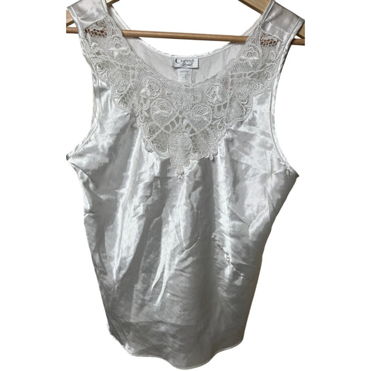 Cinema Etoile White Satin Shirt Size Large L
