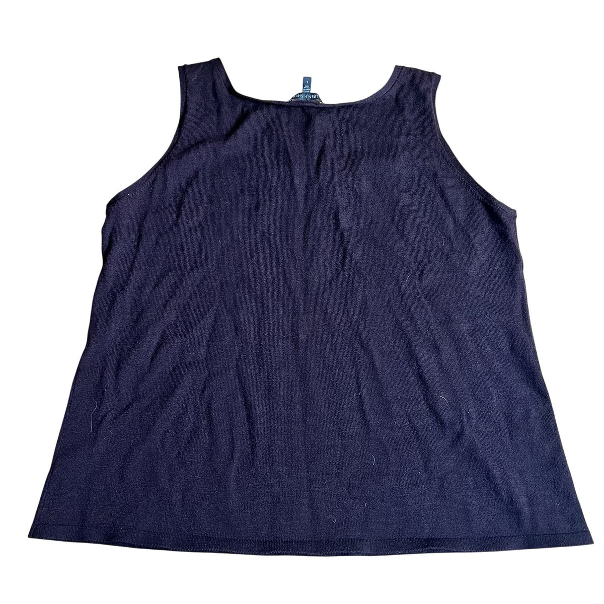 EILEEN FISHER Tank Womens L Brown Wool Scoop Neck Crepe Jersey Minimalist