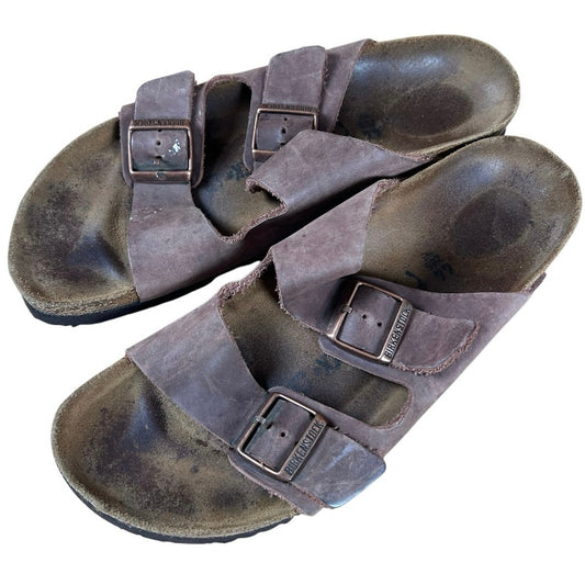 Birkenstock Shoes Mens Size 13 Brown Arizona Slide Nubuck Suede Germany