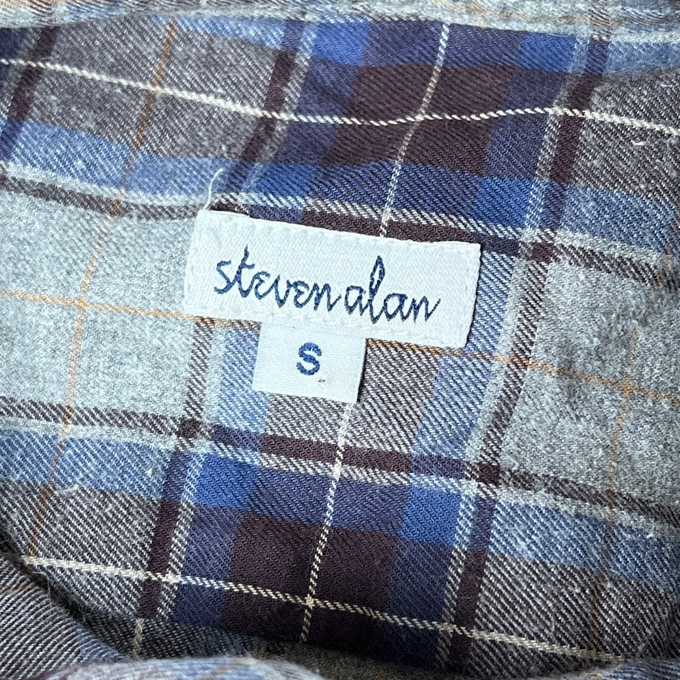 Steven Alan Blue Plaid Button-Up Flannel Men Size S