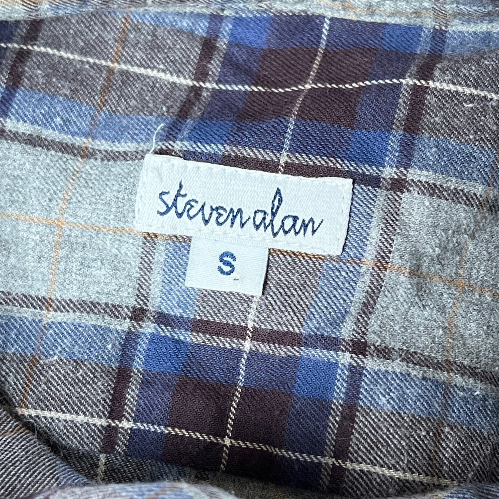 Steven Alan Blue Plaid Button-Up Flannel Men Size S