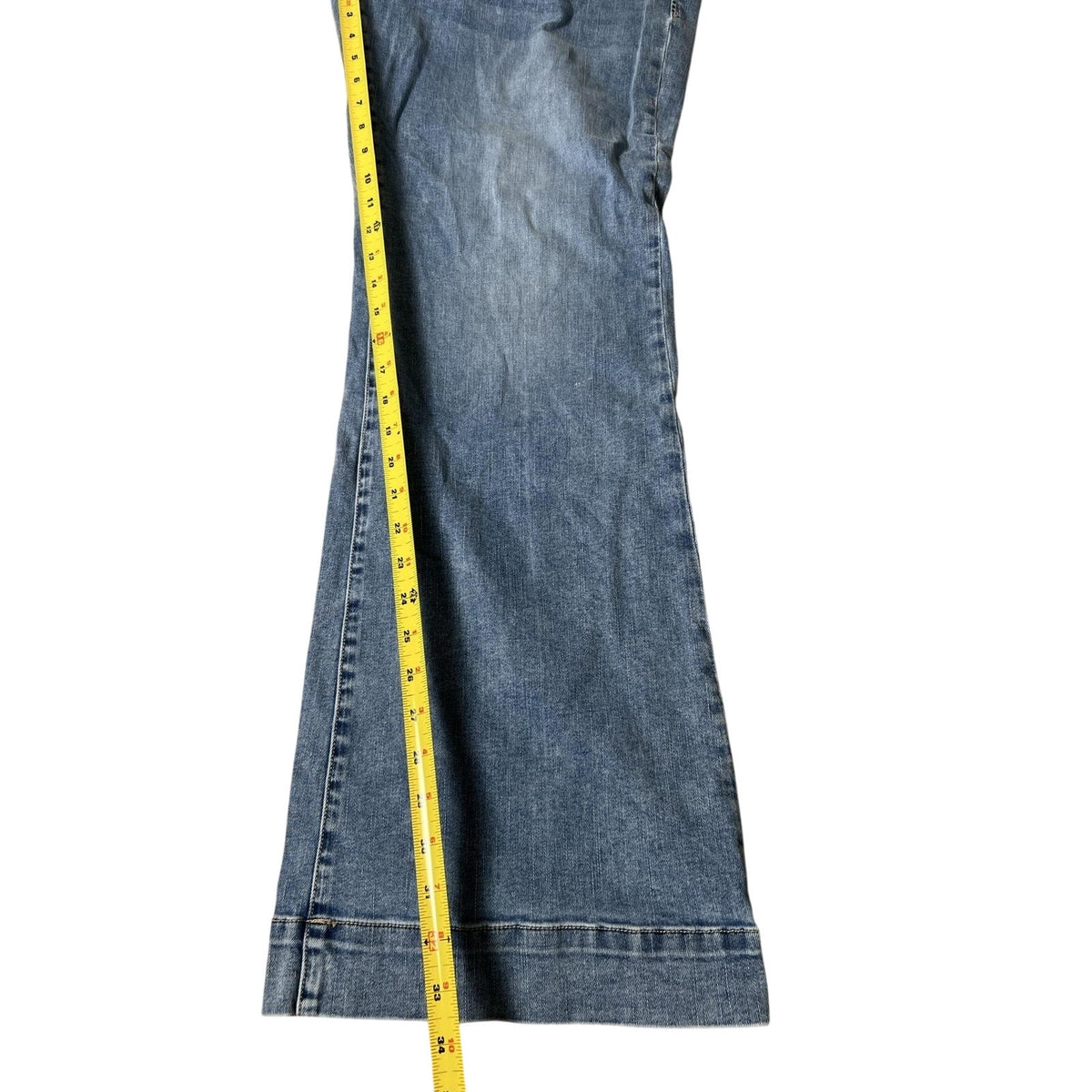 Dear John Pants Womens 31 Blue Wide-Leg Denim Chino Pockets Zip Button