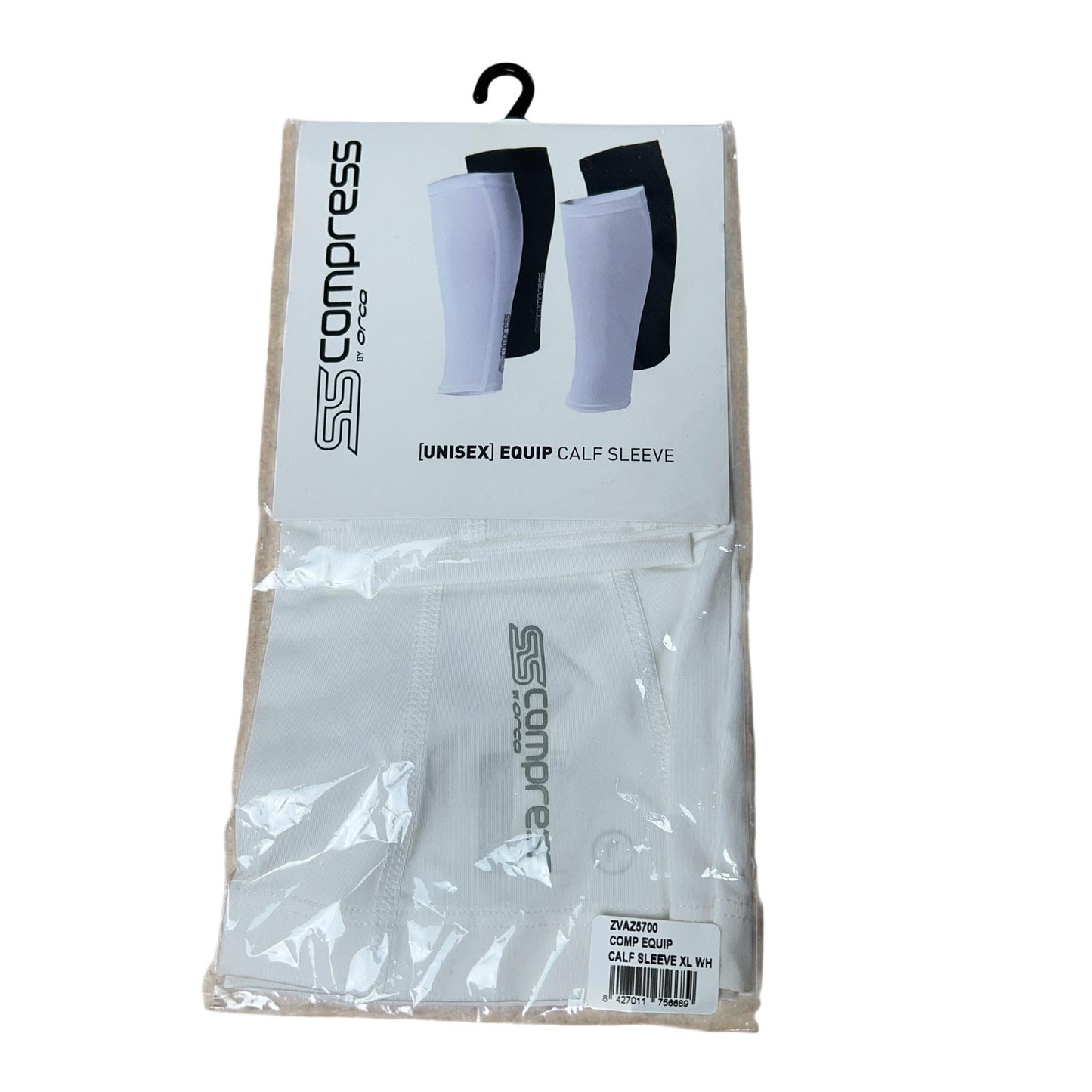 SS Compress Equip Calf Sleeve XL White Unisex Compression 70 Denier By Orca