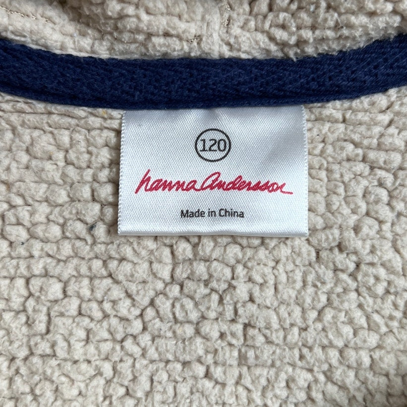 Hanna Andersson Yellow/Gray Zip Up Sherpa Lined Sweater Size 120