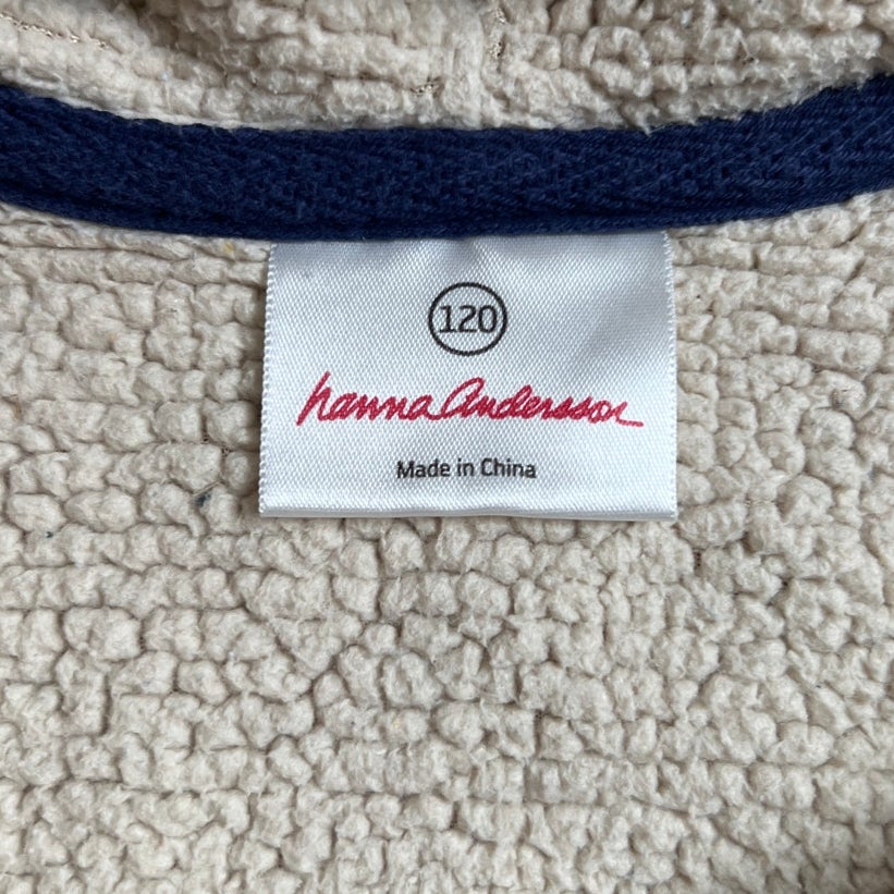 Hanna Andersson Yellow/Gray Zip Up Sherpa Lined Sweater Size 120