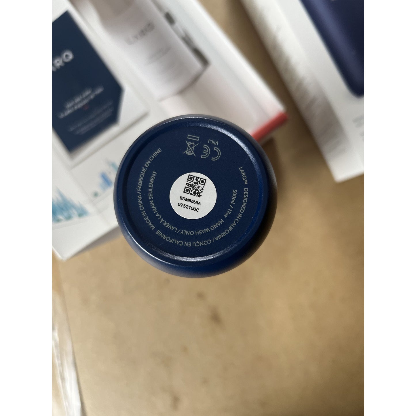 LARQ Water Bottle 17 Fl Oz Blue Stainless Steel Vacuum Insulated Screw-on Lid