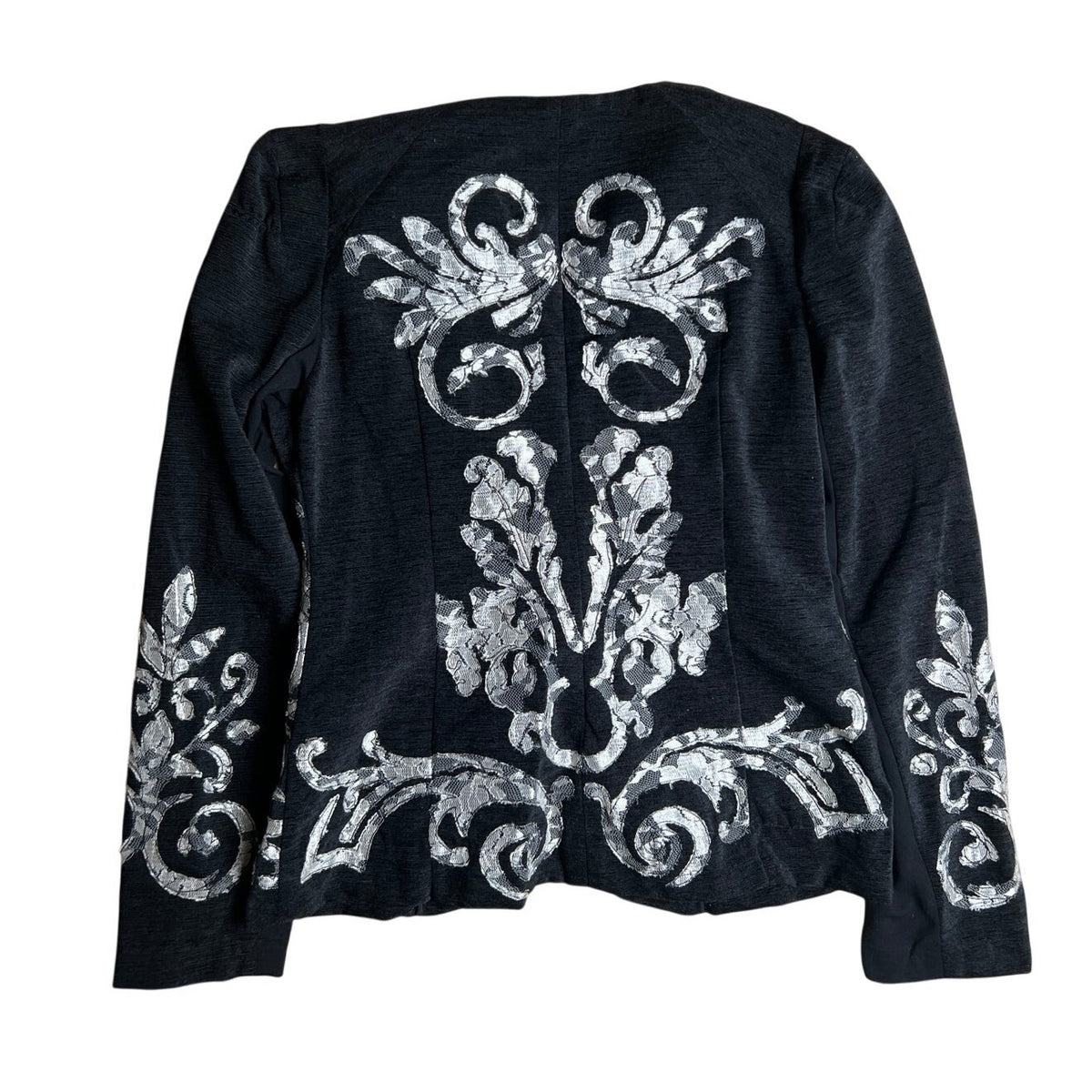 Yoana Baraschi Lace Embroidered Black/White Womens Suit Jacket Size 4