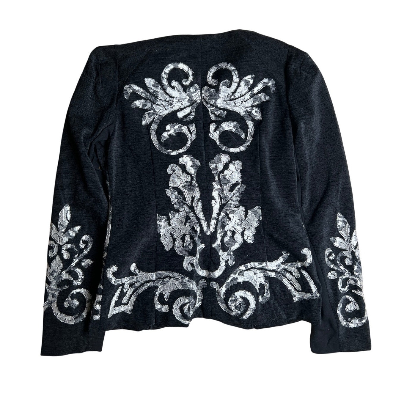 Yoana Baraschi Lace Embroidered Black/White Womens Suit Jacket Size 4