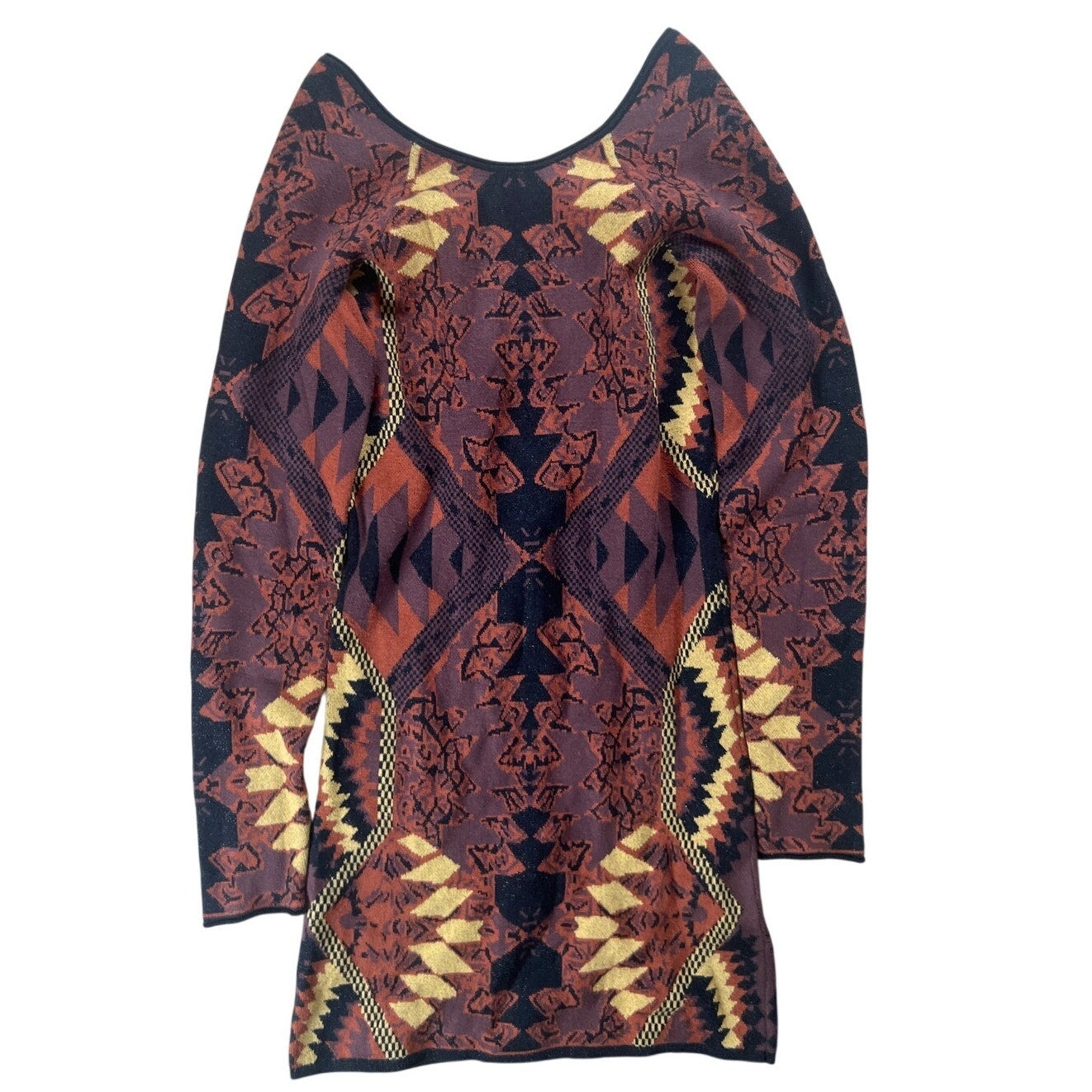 Free People Women's Geometric Metallic Brown BodyCon Dress Size S