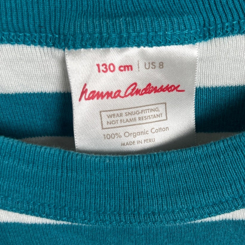 Hanna Anderson Size 8 Shirt Boys Blue Striped Short Sleeve