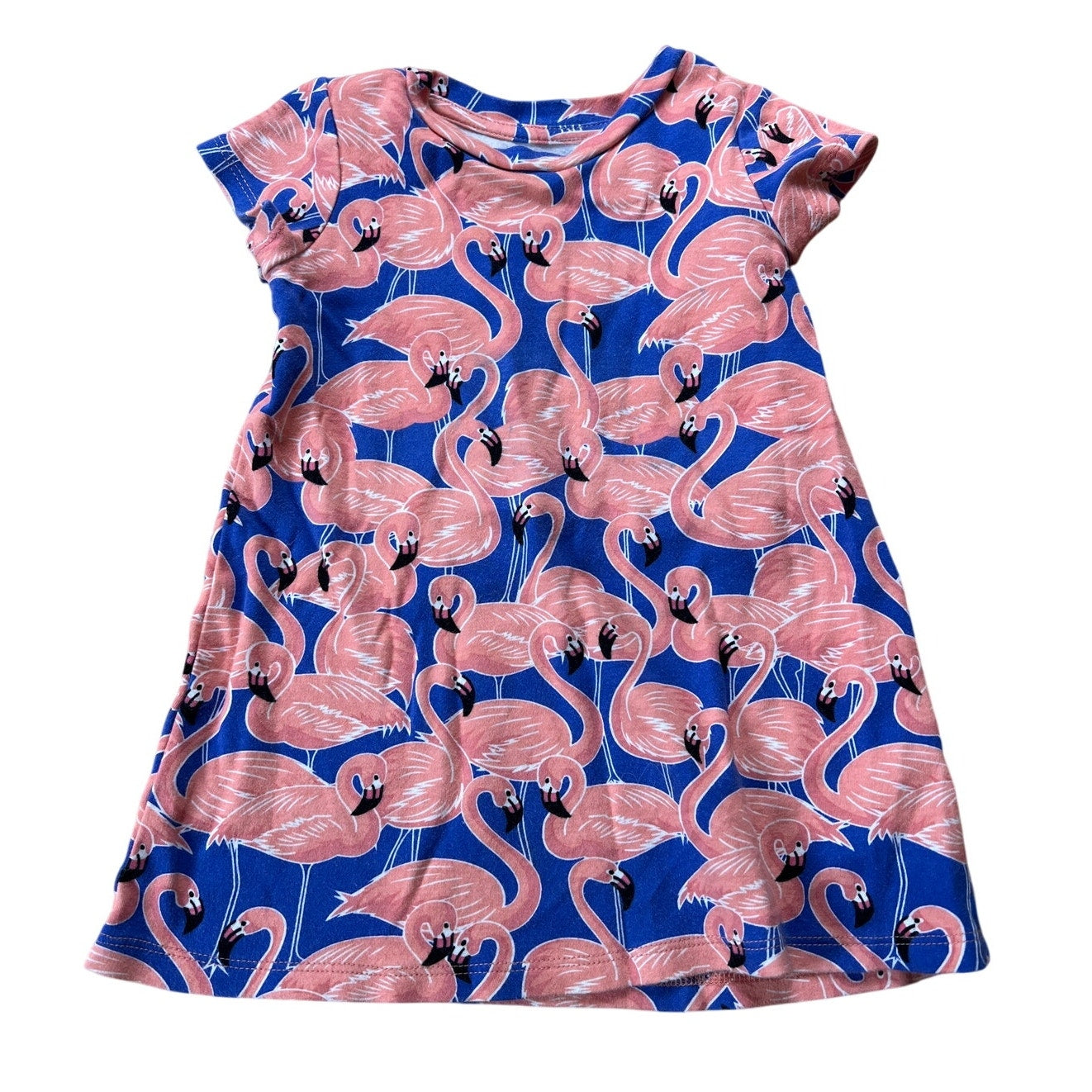 Sleep-No-More.com 100% Cotton Girl Dress Flamingo AOP Size 12-18M