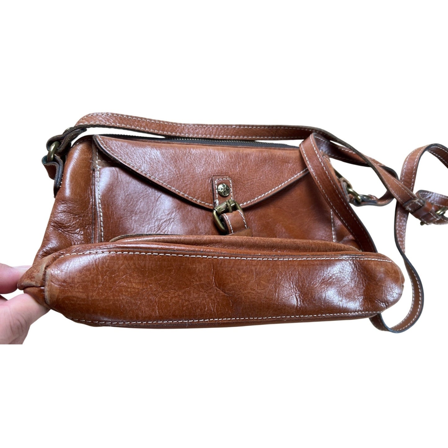 Vintage Patricia Nash Brown Leather Cross Body Shoulder Bag