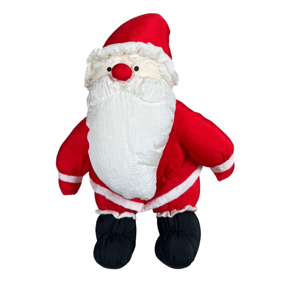 Vintage Puffy Santa Claus Plush Nylon Parachute Style 1990s J.S. International