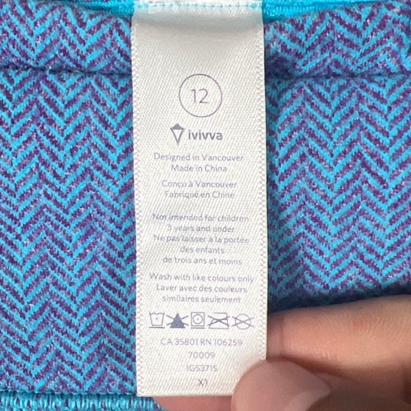 Ivivva Lululemon Blue and Purple Activewear Leggings Size 12