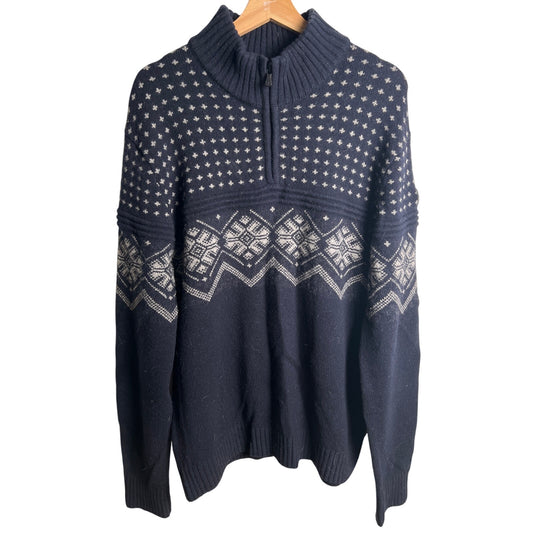 Rossignol Size Large Quarter Zip Blue Pullover Laine Blend Knit Mens