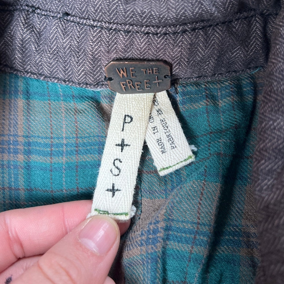 We The Free Trench Coat Womens S  Grey Lined Free People Buttons