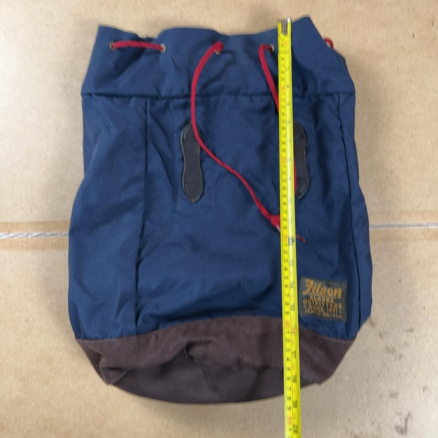 Filson Backpack Mens Large Blue Canvas Lined Drawstring Adjustable Nylon Straps