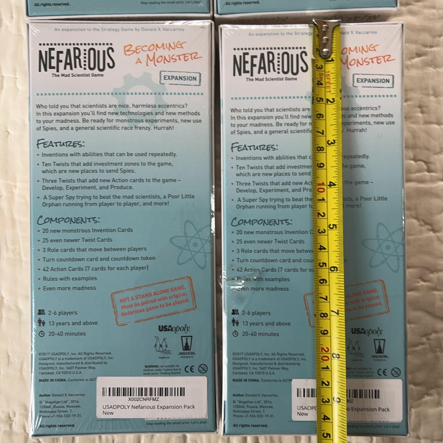 USAopoly Nefarious Becoming A Monster Board Game Expansion Lot Of 4 New Sealed