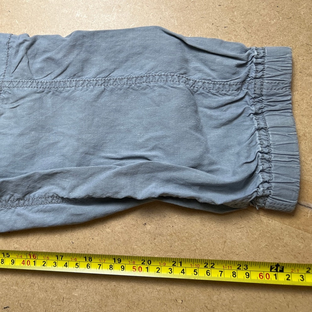 Eileen Fisher Pull On Cargo Pants Sz M Joggers Linen Pockets Seamed Wide Waist